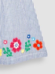 JoJo Maman Bébé Navy White Stripe Floral Appliqué Pretty Summer Dress - Image 3 of 5