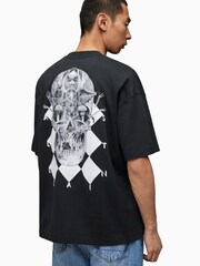 AllSaints Black Grid Crew T-Shirt - Image 2 of 7