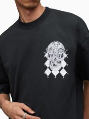 AllSaints Black Grid Crew T-Shirt - Image 7 of 7