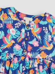 JoJo Maman Bébé Navy Blue Bird Button Front Pet In Pocket Summer Dress - Image 3 of 4