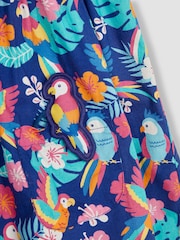 JoJo Maman Bébé Navy Blue Bird Button Front Pet In Pocket Summer Dress - Image 4 of 4