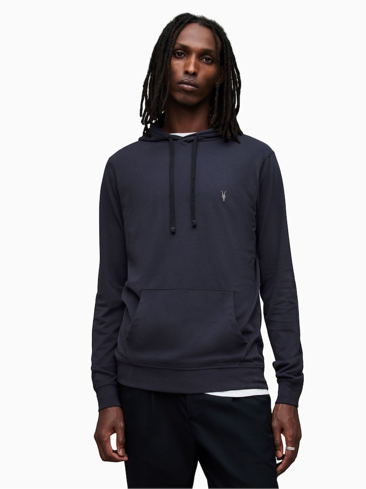 AllSaints Blue 100% Cotton Brace Hoodie - Image 1 of 5