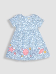 JoJo Maman Bébé Cornflower Blue Nautical Appliqué Hem Jersey Dress - Image 1 of 3