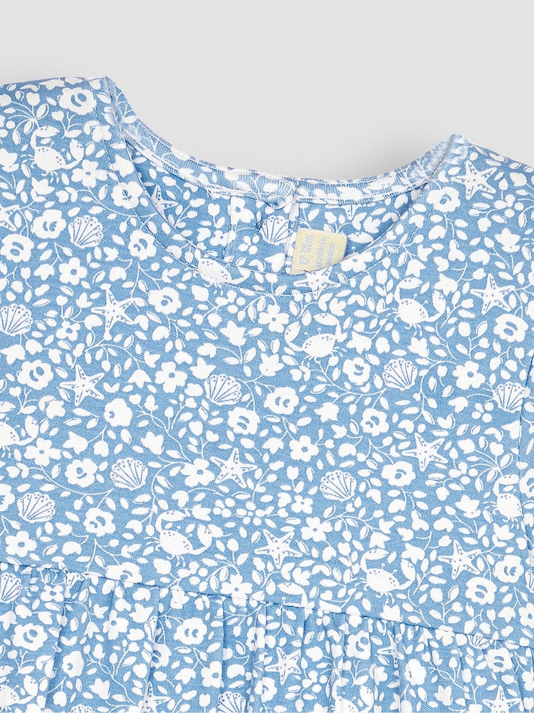 JoJo Maman Bébé Cornflower Blue Nautical Appliqué Hem Jersey Dress - Image 2 of 3