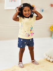 JoJo Maman Bébé Chambray Daisy Embroidered Pretty Shorts - Image 1 of 5