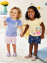 JoJo Maman Bébé Chambray Daisy Embroidered Pretty Shorts - Image 2 of 5