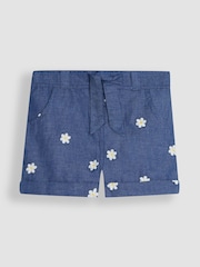JoJo Maman Bébé Chambray Daisy Embroidered Pretty Shorts - Image 3 of 5
