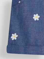 JoJo Maman Bébé Chambray Daisy Embroidered Pretty Shorts - Image 5 of 5
