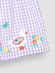JoJo Maman Bébé Lilac Purple Duck Appliqué Gingham Summer Dress - Image 3 of 3