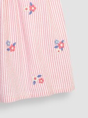 JoJo Maman Bébé Coral Pink Floral Embroidered Smocked Dress - Image 3 of 4