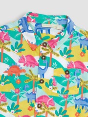 JoJo Maman Bébé White White Dinosaur Scene Printed Short Sleeve Shirt - Image 4 of 5