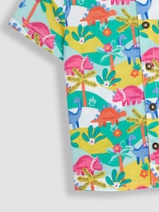 JoJo Maman Bébé White White Dinosaur Scene Printed Short Sleeve Shirt - Image 5 of 5