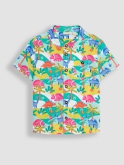 JoJo Maman Bébé White White Dinosaur Scene Printed Short Sleeve Shirt - Image 6 of 6