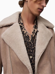 AllSaints Natural Rasco Shearling Biker Jacket - Image 6 of 8