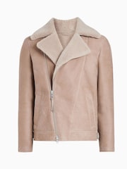 AllSaints Natural Rasco Shearling Biker Jacket - Image 8 of 8
