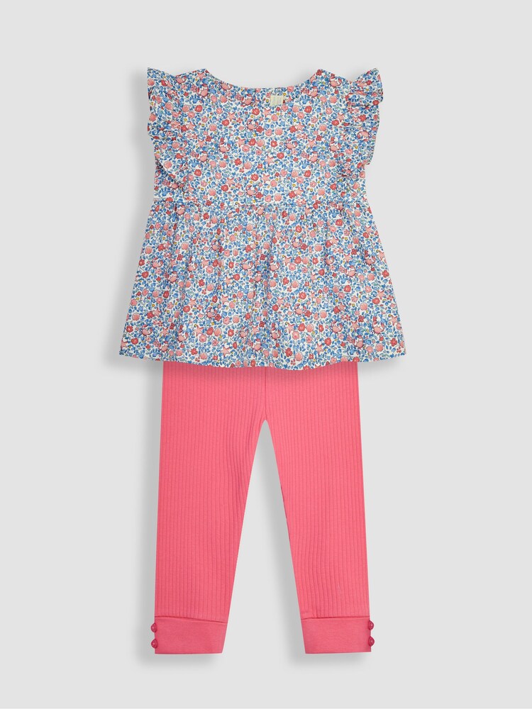 JoJo Maman Bébé Blue 2-Piece Seaside Ditsy Floral Blouse & Leggings Set - Image 1 of 4 JoJo Maman Bébé Blue 2-Piece Seaside Ditsy Floral Blouse & Leggings Set - Image 1 of 4