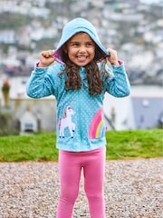 JoJo Maman Bébé Duck Egg Blue Unicorn Appliqué Reversible Jersey Hoodie - Image 1 of 6