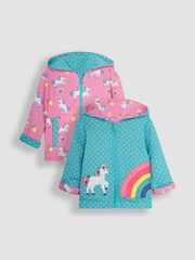 JoJo Maman Bébé Duck Egg Blue Unicorn Appliqué Reversible Jersey Hoodie - Image 2 of 6