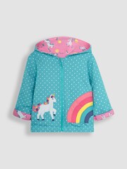 JoJo Maman Bébé Duck Egg Blue Unicorn Appliqué Reversible Jersey Hoodie - Image 4 of 6