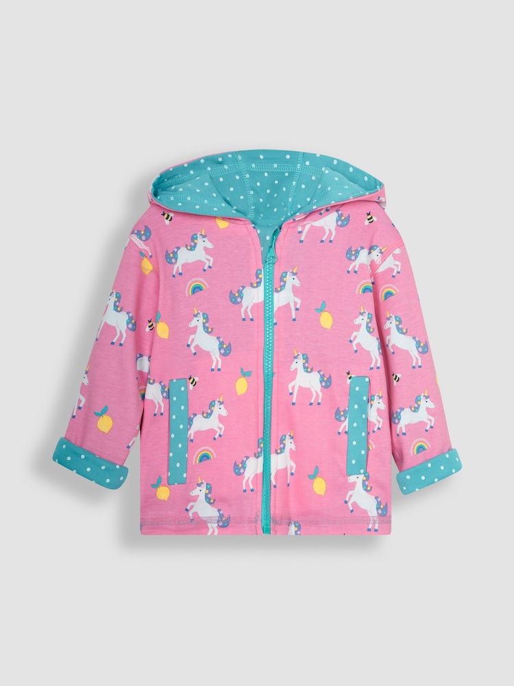 JoJo Maman Bébé Duck Egg Blue Unicorn Appliqué Reversible Jersey Hoodie - Image 6 of 6