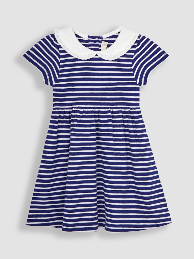 JoJo Maman Bébé Navy Classic Peter Pan Jersey Dress - Image 1 of 3
