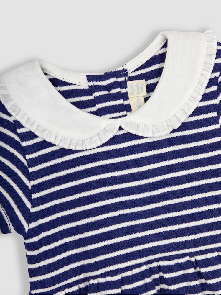 JoJo Maman Bébé Navy Classic Peter Pan Jersey Dress - Image 3 of 3
