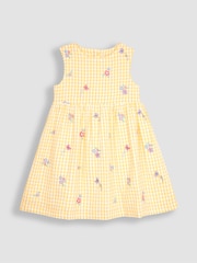 JoJo Maman Bébé Yellow Butterfly Gingham Embroidered Summer Dress - Image 1 of 3
