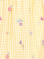 JoJo Maman Bébé Yellow Butterfly Gingham Embroidered Summer Dress - Image 3 of 3