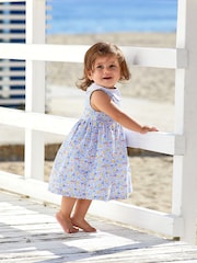 JoJo Maman Bébé Lilac Orange & Lemon Ditsy Floral Collar Smocked Dress - Image 1 of 5