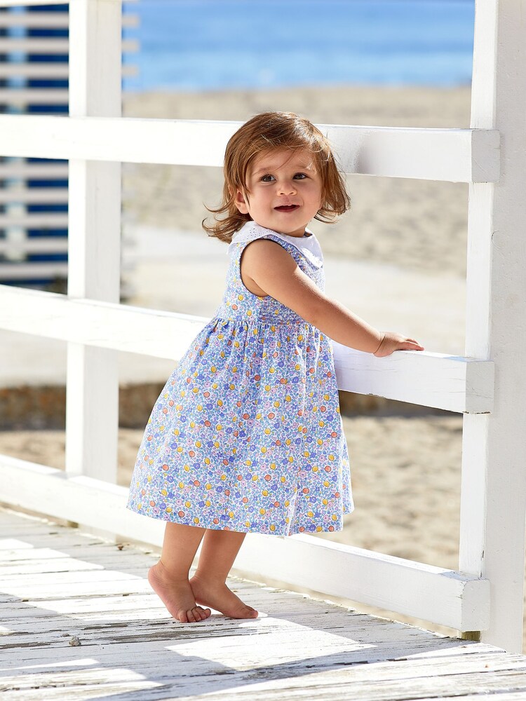 JoJo Maman Bébé Lilac Orange & Lemon Ditsy Floral Collar Smocked Dress - Image 1 of 5 JoJo Maman Bébé Lilac Orange & Lemon Ditsy Floral Collar Smocked Dress - Image 1 of 5