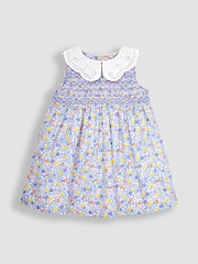 JoJo Maman Bébé Lilac Orange & Lemon Ditsy Floral Collar Smocked Dress - Image 3 of 5