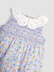 JoJo Maman Bébé Lilac Orange & Lemon Ditsy Floral Collar Smocked Dress - Image 5 of 5