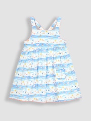 JoJo Maman Bébé Blue Seaside Scene Cross Back Dress - Image 1 of 3