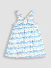 JoJo Maman Bébé Blue Seaside Scene Cross Back Dress - Image 2 of 3