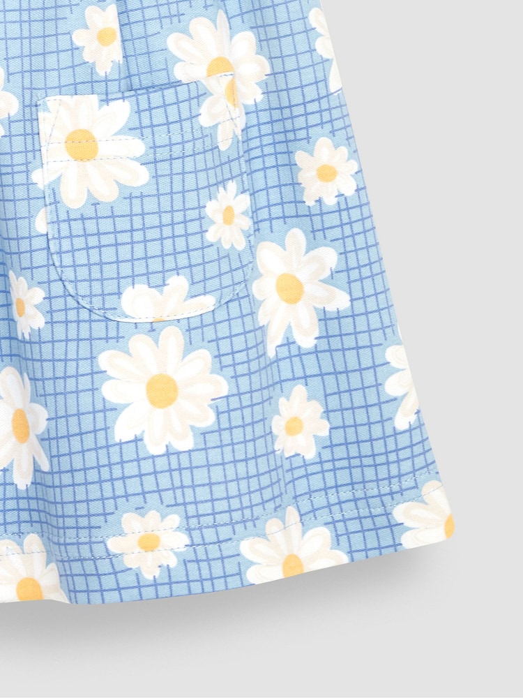 JoJo Maman Bébé Blue Daisy Button Front Jersey Dress - Image 2 of 3