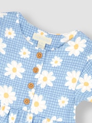 JoJo Maman Bébé Blue Daisy Button Front Jersey Dress - Image 3 of 3