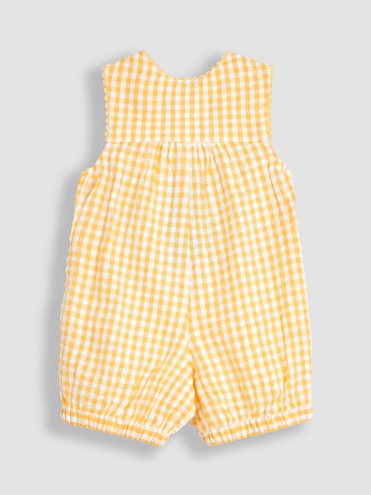 JoJo Maman Bébé Latzhose mit Applikation und Vichy-Karos - Bild 2 von 3