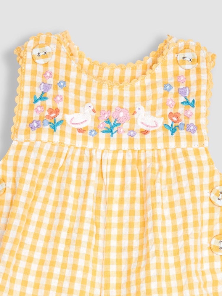 JoJo Maman Bébé Latzhose mit Applikation und Vichy-Karos - Bild 3 von 3