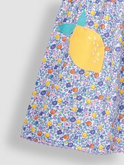 JoJo Maman Bébé Lilac Purple Lemon Ditsy Floral Novelty Pocket Dress - Image 5 of 5