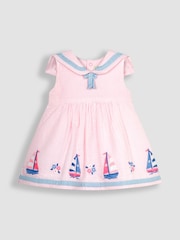 JoJo Maman Bébé Pink Boat Appliqué Sailor Baby Dress - Image 3 of 6