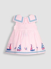 JoJo Maman Bébé Pink Boat Appliqué Sailor Baby Dress - Image 4 of 6