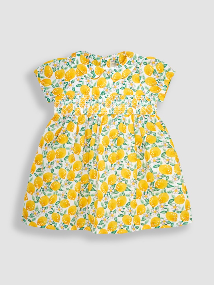 JoJo Maman Bébé White Lemon Bloom Smocked Dress - Image 2 of 4