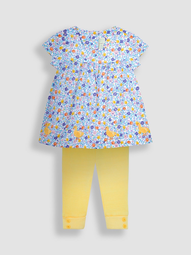 JoJo Maman Bébé Lilac Purple Duck 2-Piece Appliqué Blouse & Leggings Set - Image 1 of 4