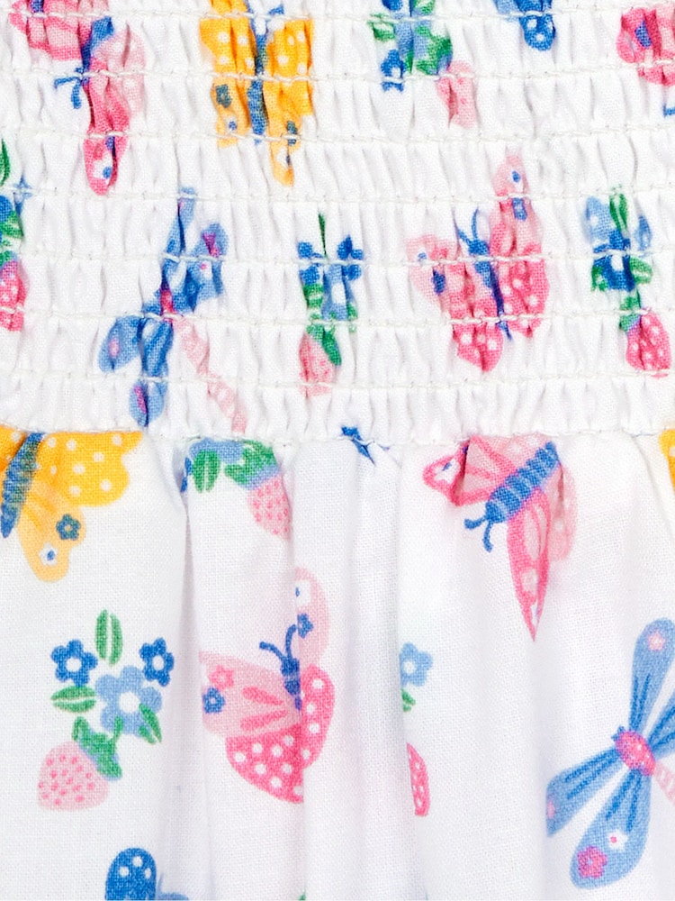 JoJo Maman Bébé Pastel Butterfly & Dragonfly Puff Sleeve Smocked Dress - Image 3 of 3