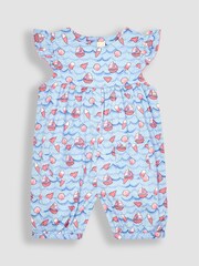 JoJo Maman Bébé Blue Nautical Wave Print Pretty Sunsuit - Image 1 of 3