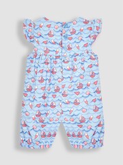 JoJo Maman Bébé Blue Nautical Wave Print Pretty Sunsuit - Image 2 of 3