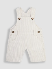JoJo Maman Bébé Natural Stone Seersucker Stripe Dungarees - Image 1 of 3