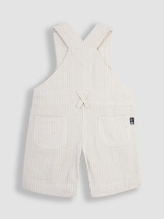 JoJo Maman Bébé Natural Stone Seersucker Stripe Dungarees - Image 2 of 3