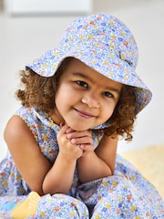 JoJo Maman Bébé Lilac Purple Lemon Ditsy Floral Floppy Sun Hat - Image 1 of 4