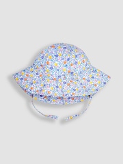 JoJo Maman Bébé Lilac Purple Lemon Ditsy Floral Floppy Sun Hat - Image 2 of 4